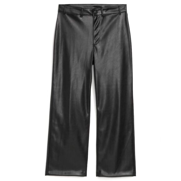 NWT Old Navy High-Waisted Faux-Leather Cropped Wide-Leg Pants in Black Size 16 - Picture 2 of 14
